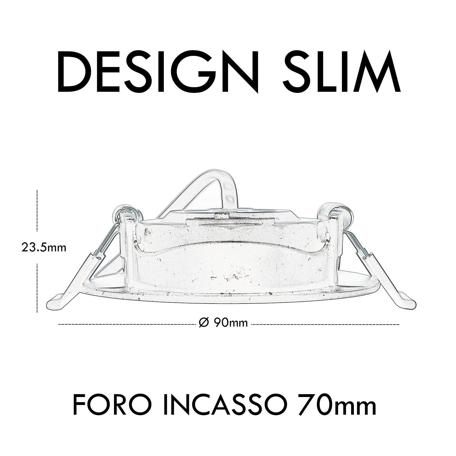 CONFEZIONE DA 10 Faretto incasso tondo slim LED 7W CCT orientabile foro 70mm SPOT 38 gradi luci cappa vetrina negozio NERO
