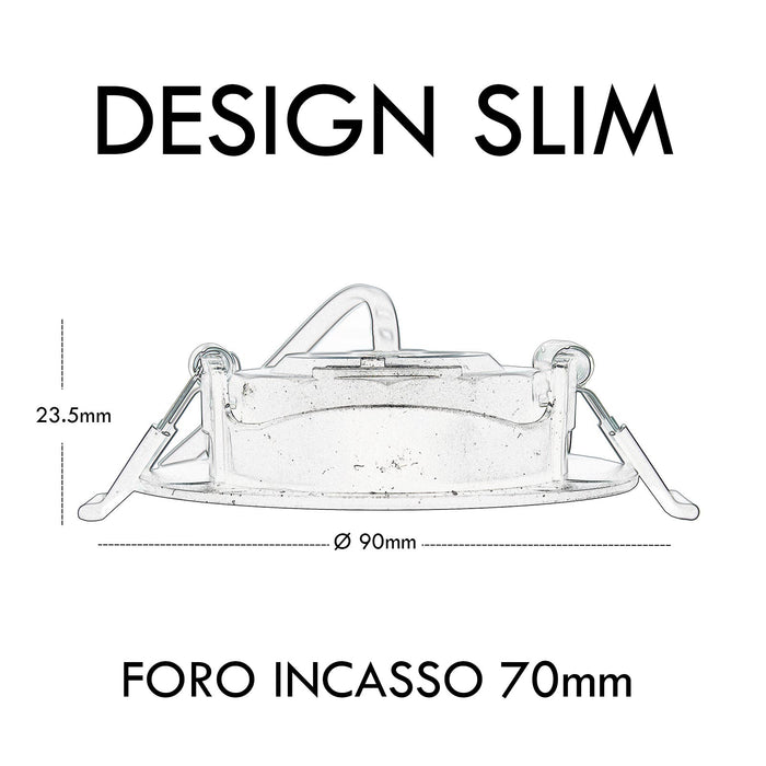 CONFEZIONE DA 10 Faretto incasso tondo slim LED 7W CCT orientabile foro 70mm SPOT 38 gradi luci cappa vetrina negozio NERO
