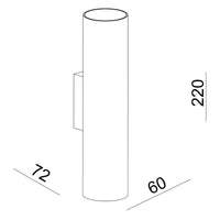 CAN applique moderno da parete doppia emissione GU10 lampada cilindro muro luce ingresso camera da letto 230V COLORE BIANCO