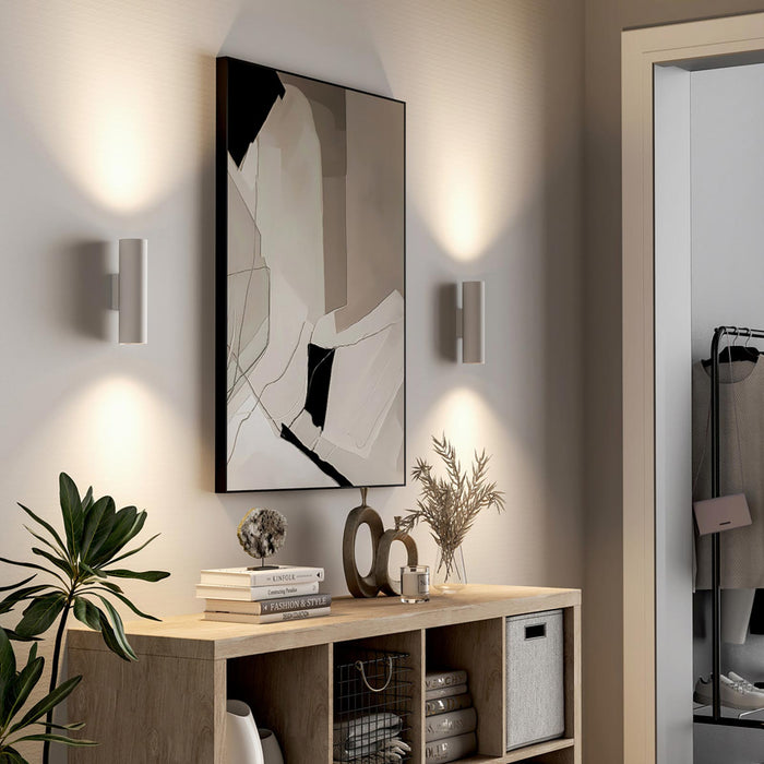 CAN applique moderno da parete doppia emissione GU10 lampada cilindro muro luce ingresso camera da letto 230V COLORE BIANCO