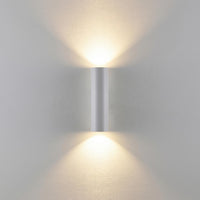 CAN applique moderno da parete doppia emissione GU10 lampada cilindro muro luce ingresso camera da letto 230V COLORE BIANCO