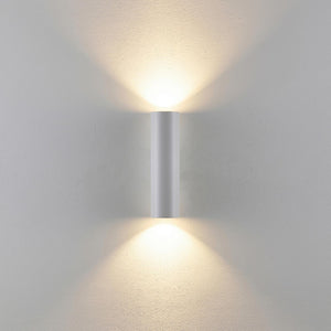 CAN applique moderno da parete doppia emissione GU10 lampada cilindro muro luce ingresso camera da letto 230V COLORE BIANCO