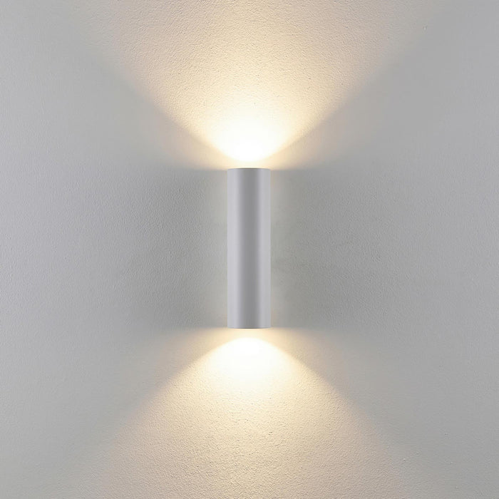 CAN applique moderno da parete doppia emissione GU10 lampada cilindro muro luce ingresso camera da letto 230V COLORE BIANCO