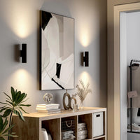 CAN applique moderno da parete doppia emissione GU10 lampada cilindro muro luce ingresso camera da letto 230V COLORE NERO