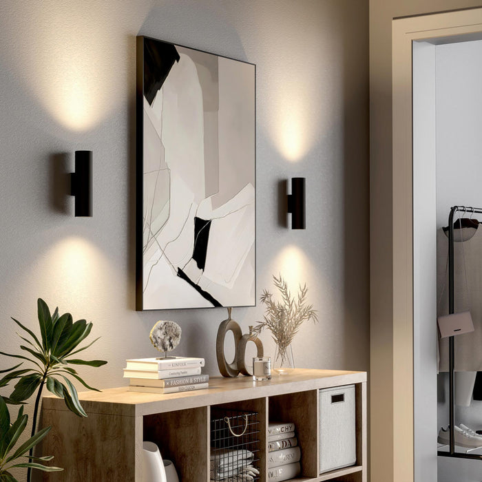 CAN applique moderno da parete doppia emissione GU10 lampada cilindro muro luce ingresso camera da letto 230V COLORE NERO