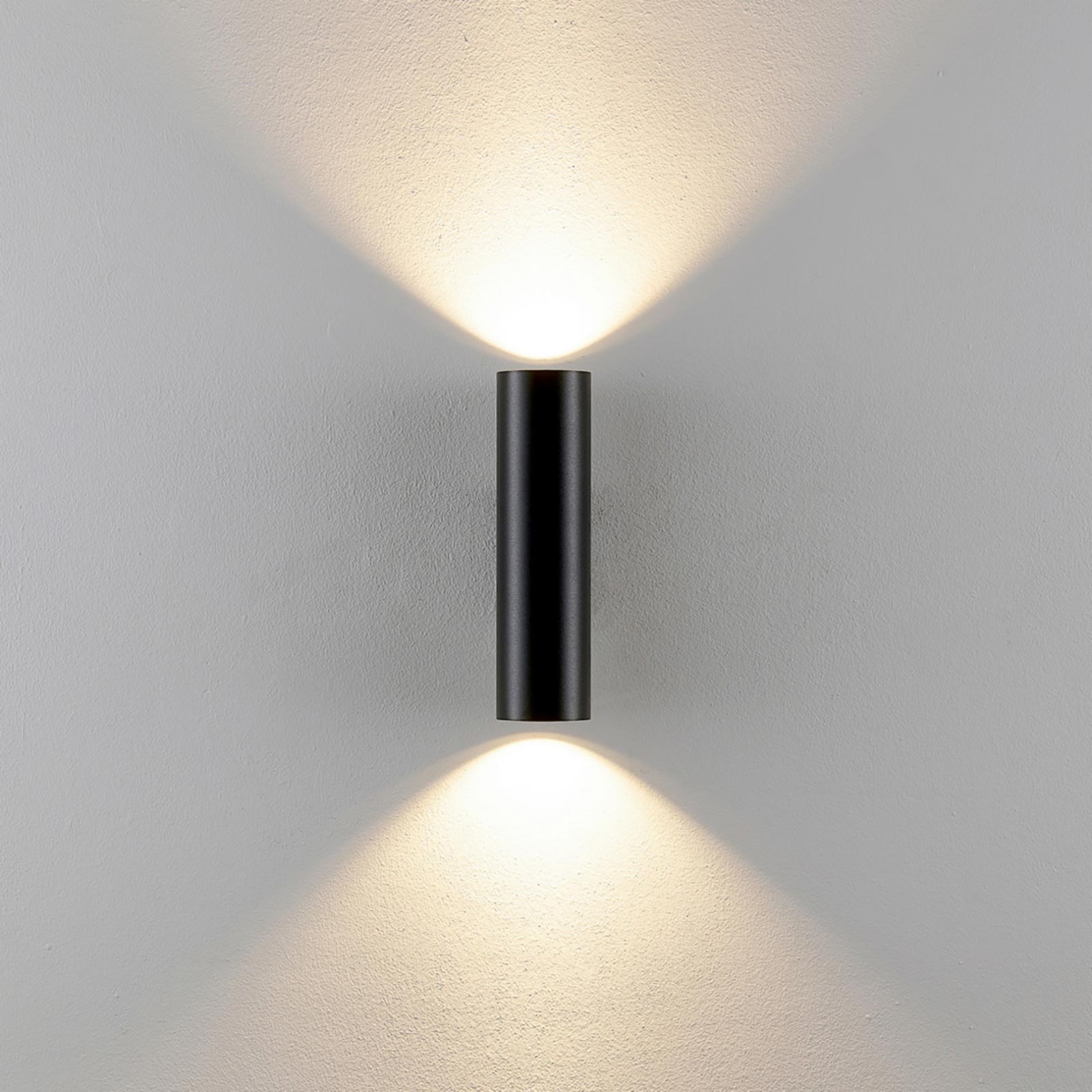 CAN applique moderno da parete doppia emissione GU10 lampada cilindro muro luce ingresso camera da letto 230V COLORE NERO