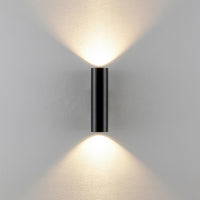 CAN applique moderno da parete doppia emissione GU10 lampada cilindro muro luce ingresso camera da letto 230V COLORE NERO