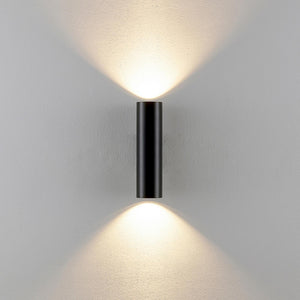 CAN applique moderno da parete doppia emissione GU10 lampada cilindro muro luce ingresso camera da letto 230V COLORE NERO