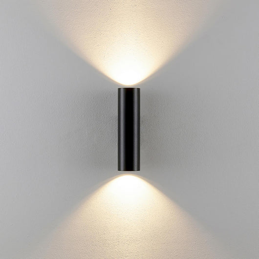 CAN applique moderno da parete doppia emissione GU10 lampada cilindro muro luce ingresso camera da letto 230V COLORE NERO