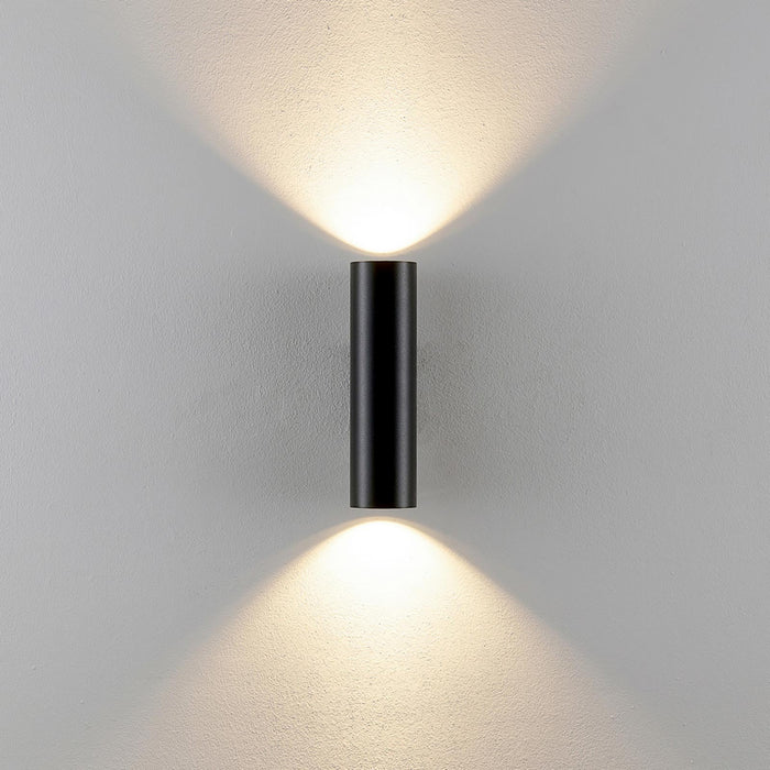 CAN applique moderno da parete doppia emissione GU10 lampada cilindro muro luce ingresso camera da letto 230V COLORE NERO