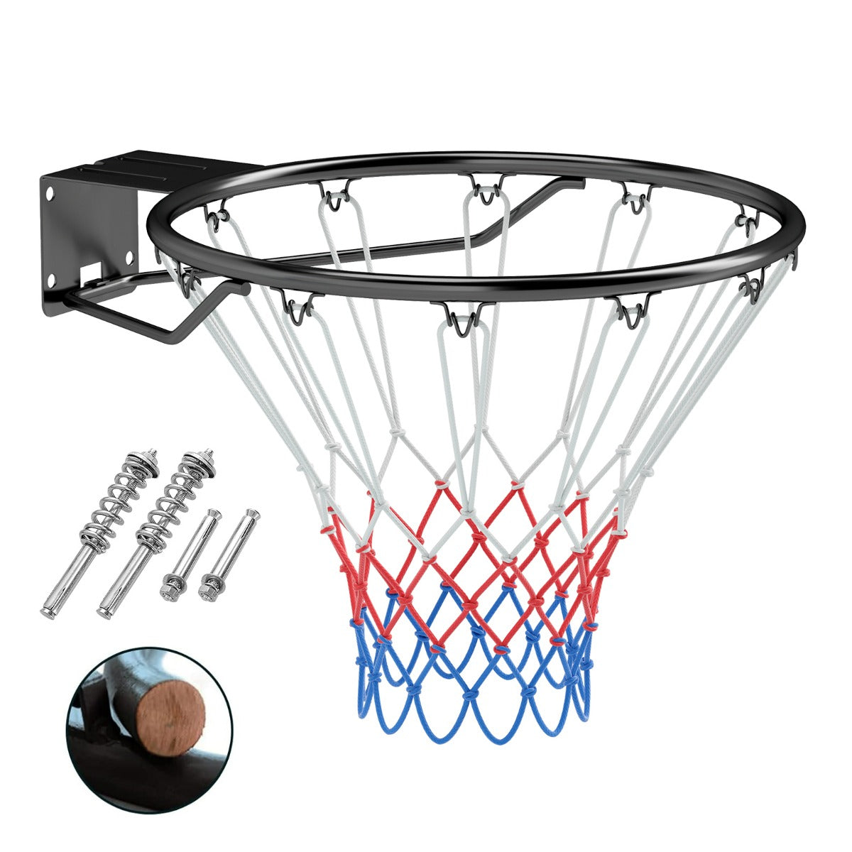 Cerchio da basket di ricambio da 45 CM, Obiettivo da basket per interno ed esterno per bambini e adulti Nero-Ricreazione outdoor