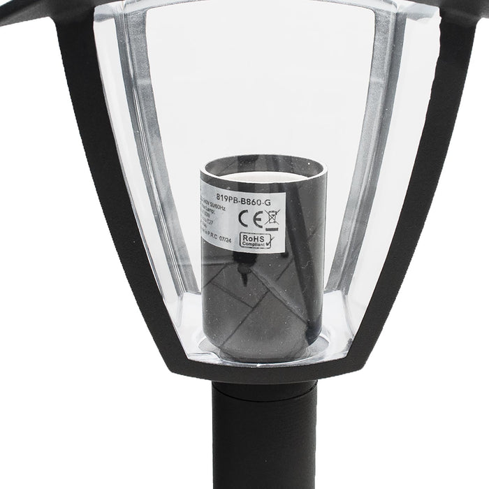 Lampione moderno da giardino E27 lampioncino impermeabile luce per viale cortile sentiero grigio scuro 86cm