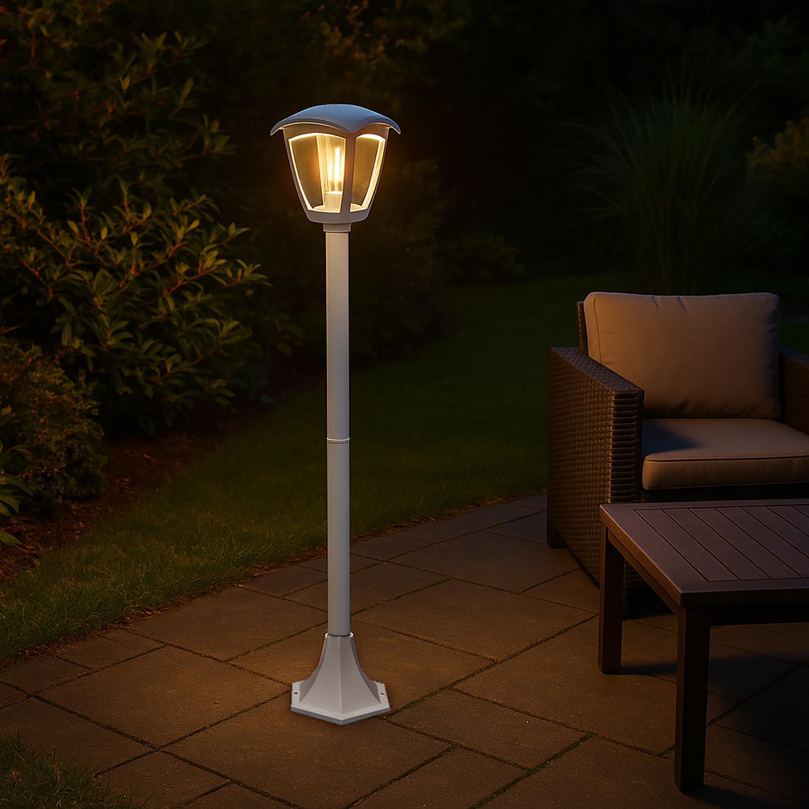 Lampione moderno da giardino E27 lampioncino impermeabile luce per viale cortile sentiero bianco 86cm