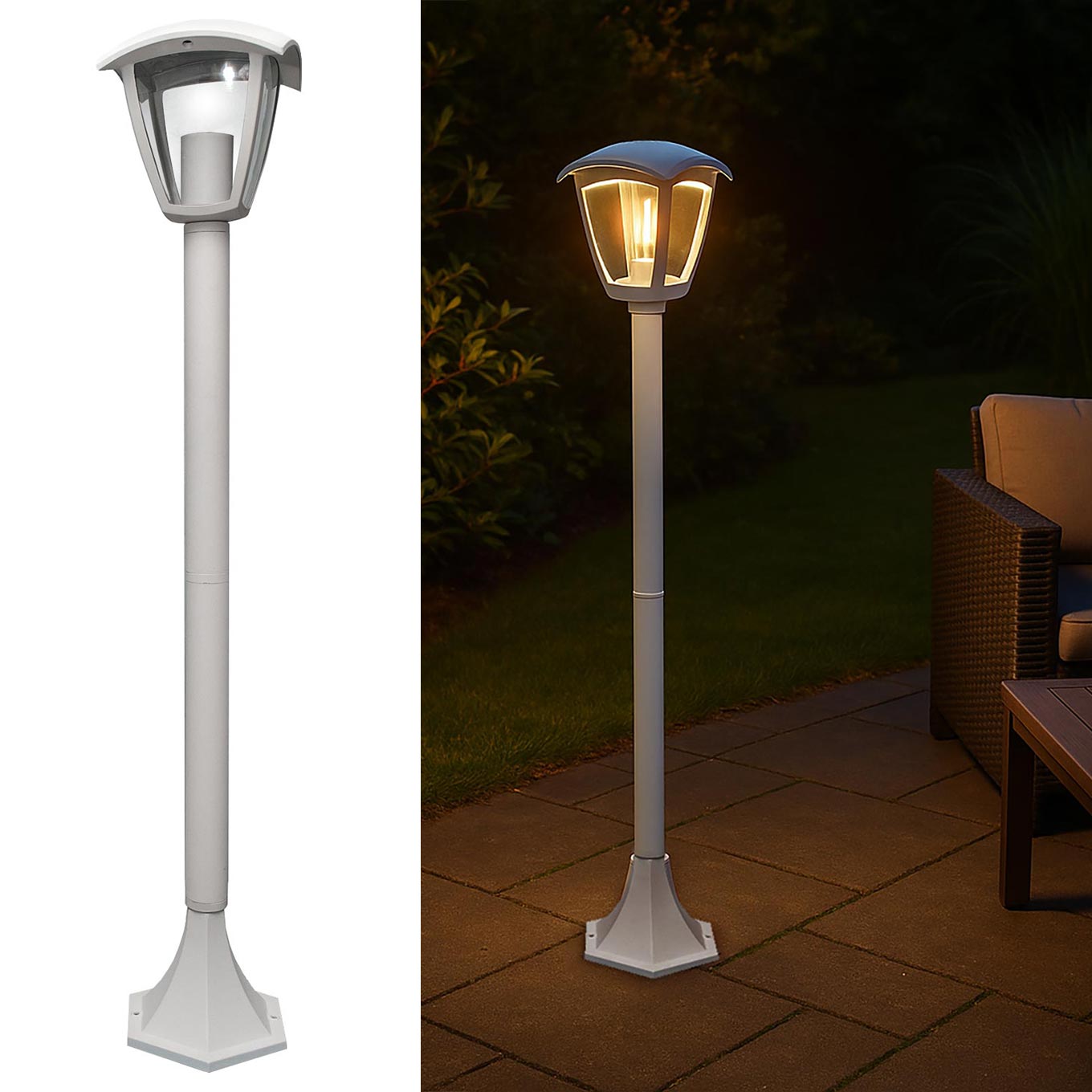 Lampione moderno da giardino E27 lampioncino impermeabile luce per viale cortile sentiero bianco 86cm