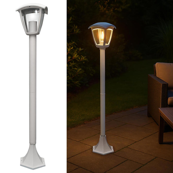 Lampione moderno da giardino E27 lampioncino impermeabile luce per viale cortile sentiero bianco 86cm