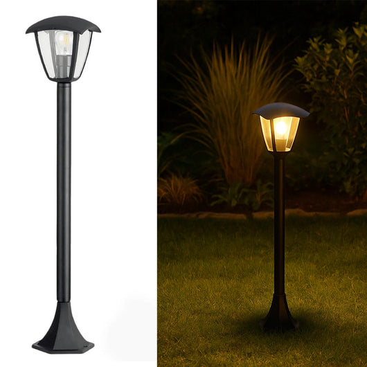Lampione moderno da giardino E27 lampioncino impermeabile luce per viale cortile sentiero grigio scuro 86cm