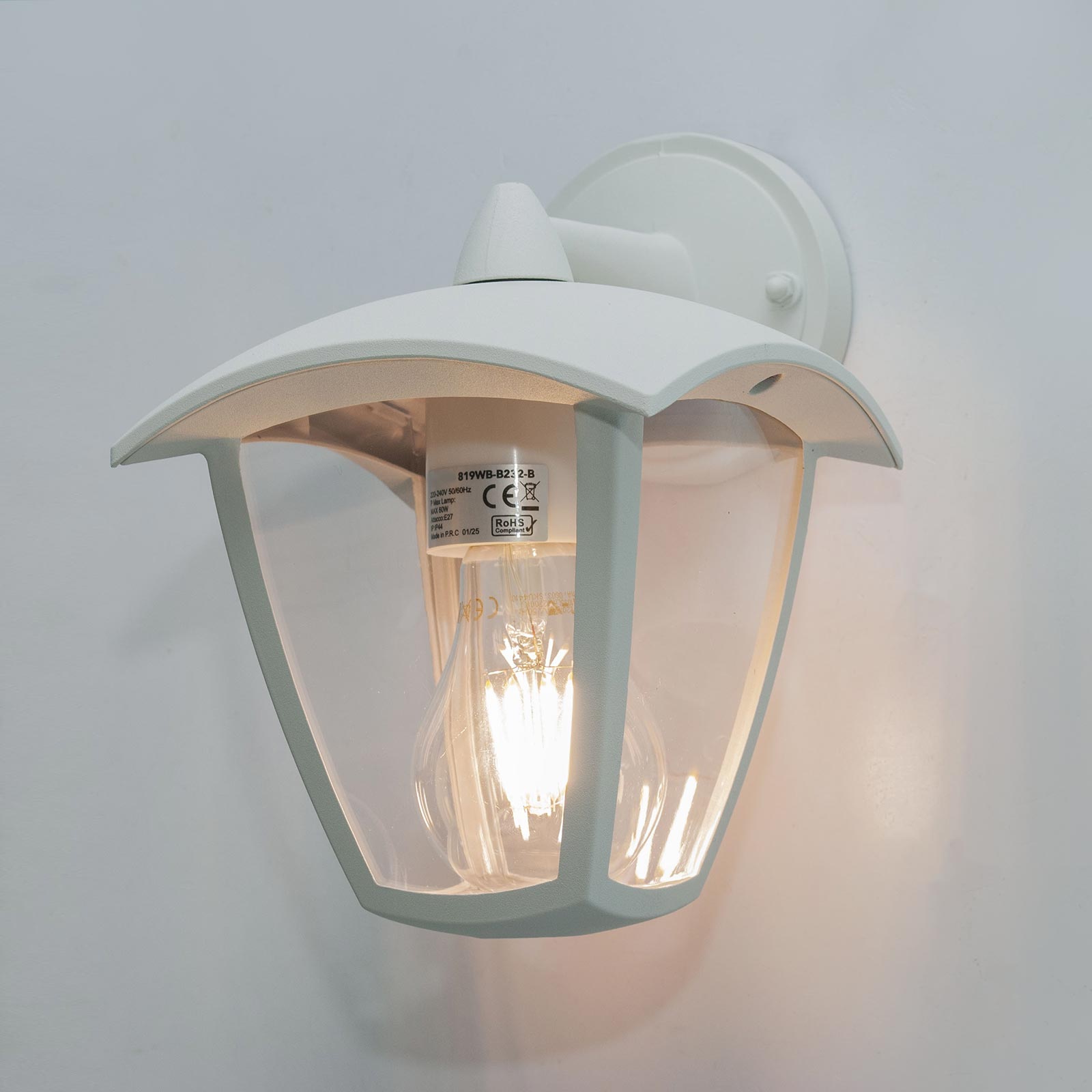 Lanterna da parete E27 applique lampada LED 8W per esterno impermeabile luce muro giardino ingresso balcone bianco