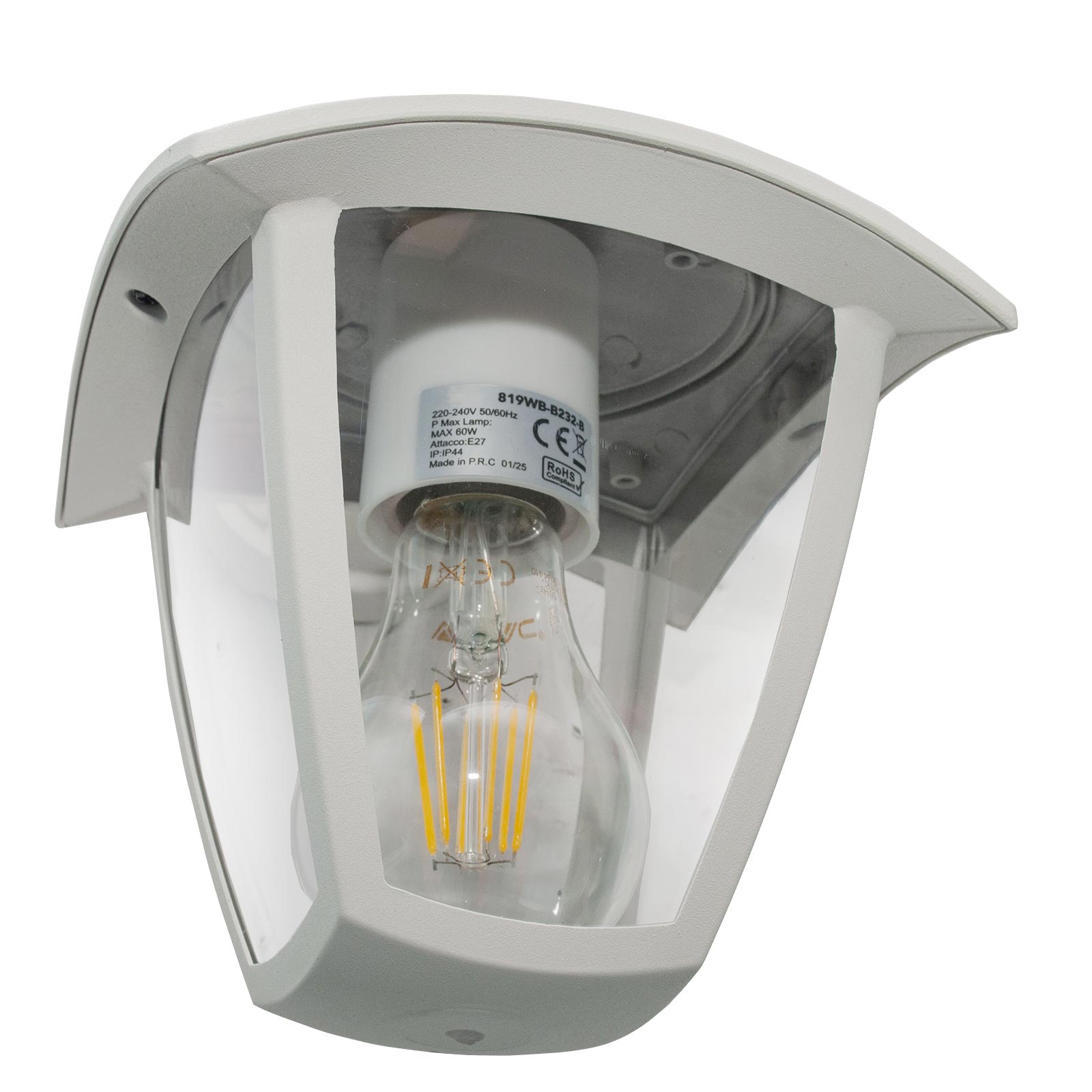 Lanterna da parete E27 applique lampada LED 8W per esterno impermeabile luce muro giardino ingresso balcone bianco