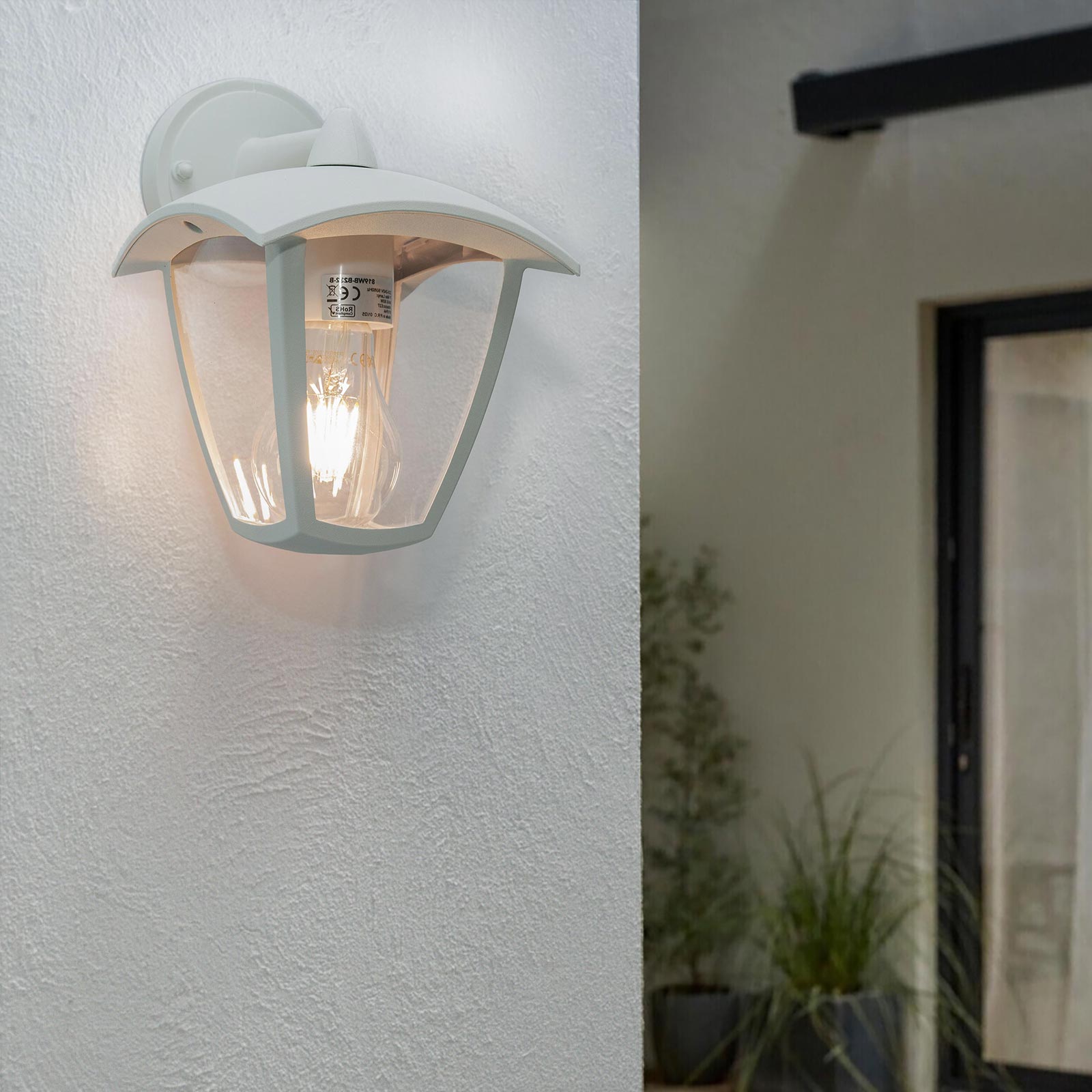 Lanterna da parete E27 applique lampada LED 8W per esterno impermeabile luce muro giardino ingresso balcone bianco