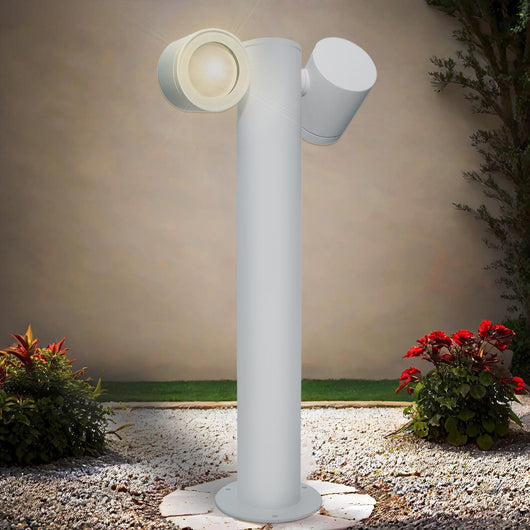 Lampione da giardino doppio LED GU10 lampioncino impermeabile diffusore orientabile luce viale cortile bianco 44cm