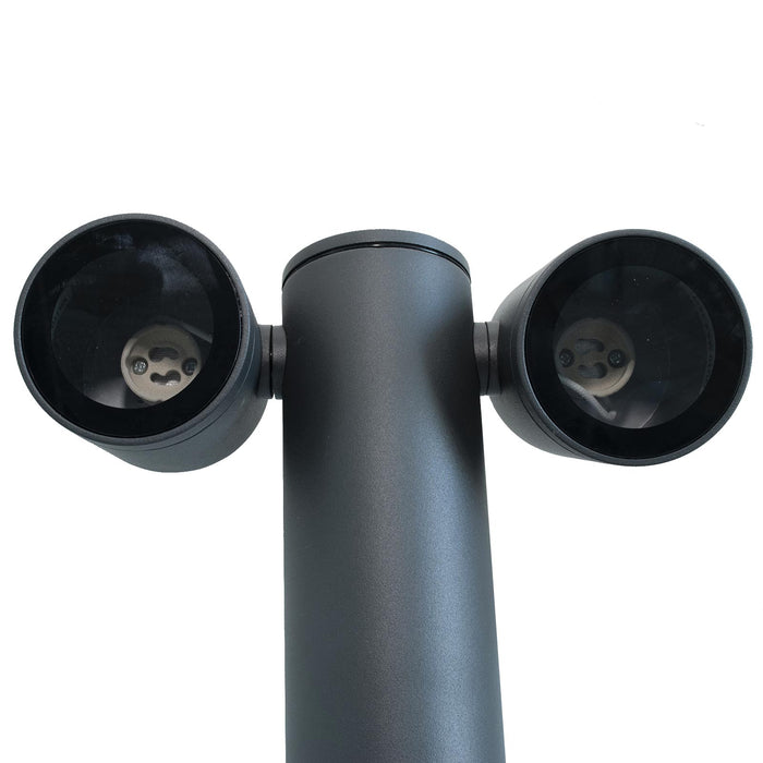 Lampione da giardino doppio LED GU10 lampioncino impermeabile diffusore orientabile luce viale cortile grigio scuro 44cm