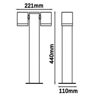 Lampione da giardino doppio LED GU10 lampioncino impermeabile diffusore orientabile luce viale cortile grigio scuro 44cm