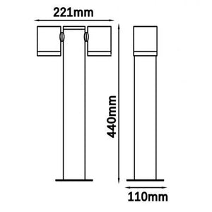 Lampione da giardino doppio LED GU10 lampioncino impermeabile diffusore orientabile luce viale cortile grigio scuro 44cm
