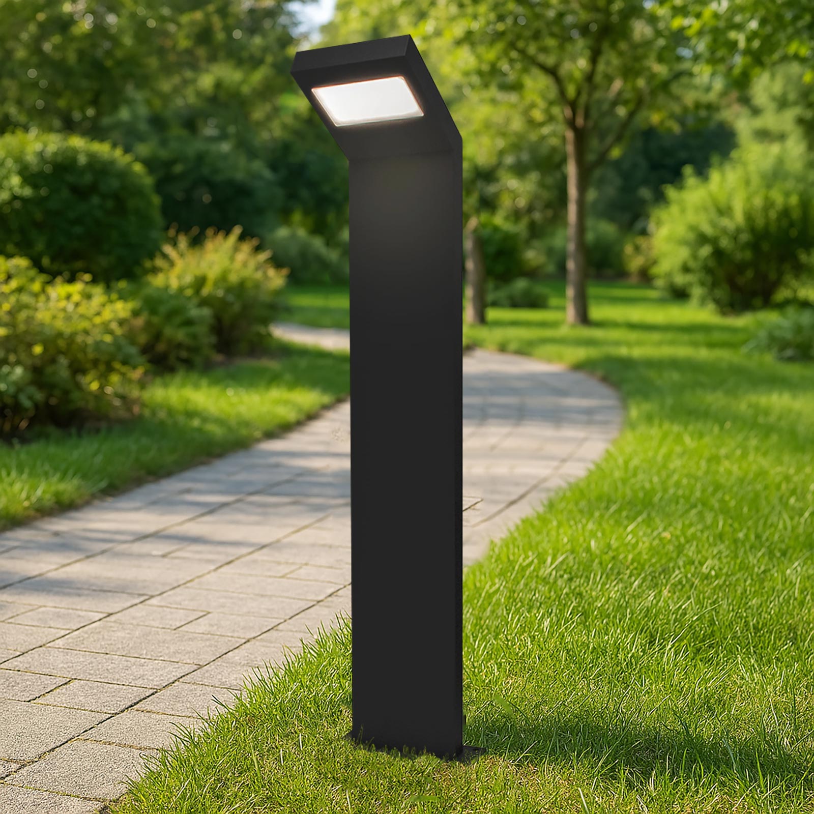 Lampione moderno LED 10W IP54 lampioncino impermeabile paletto luminoso esterni luce giardino viale cortile 58cm grigio scuro