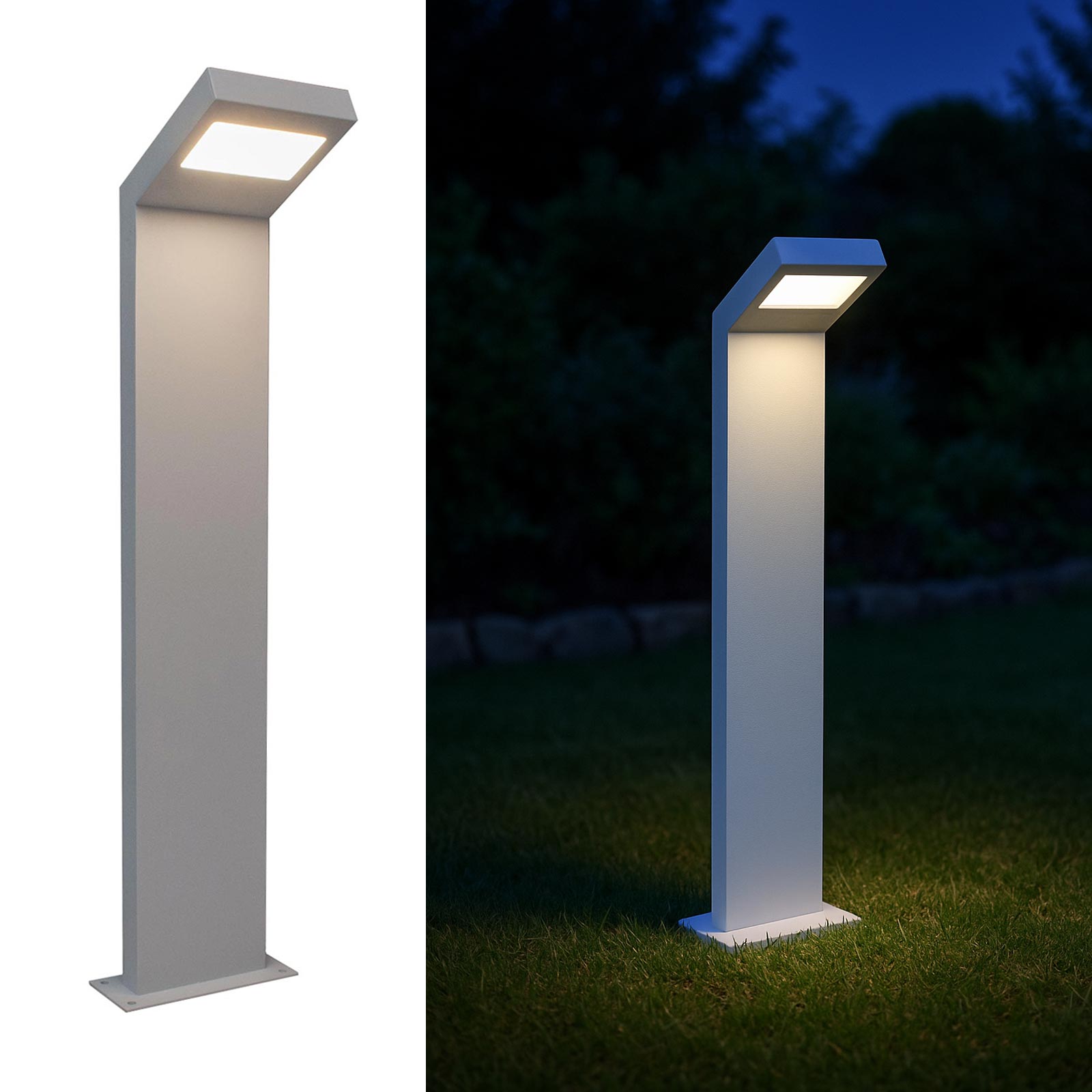 Lampione moderno LED 10W IP54 lampioncino impermeabile paletto luminoso esterni luce giardino viale cortile 58cm bianco