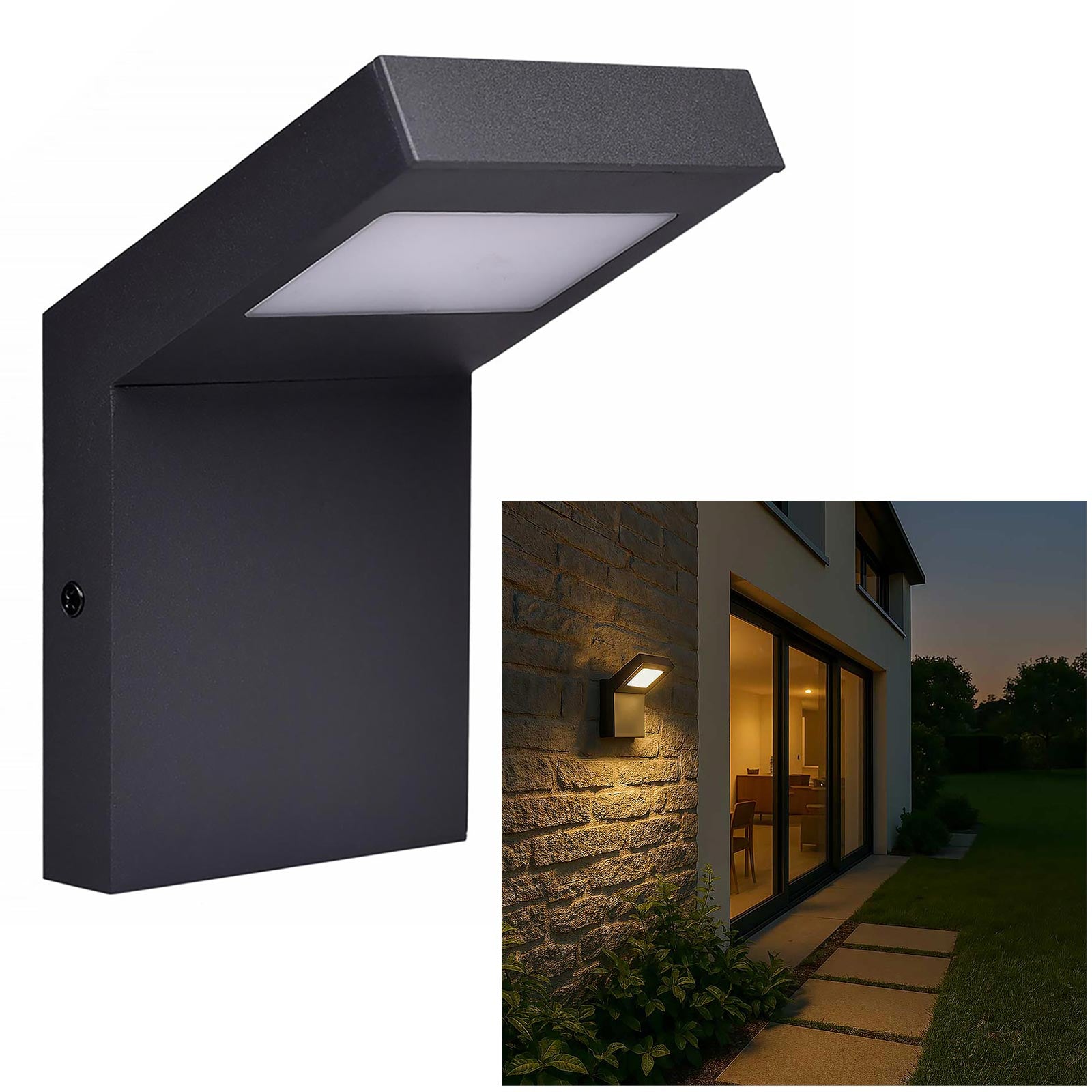 Applique da parete IP54 LED 10W lampada impermeabile esterni muro luce 4000K giardino ingresso terrazzo balcone grigio scuro