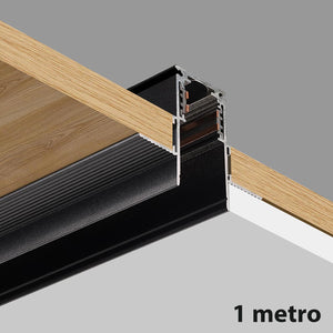 Binario elettrificato da incasso sistema magnetico colore nero lunghezza 1mt alimentazione 48V supporto per faretti LED track