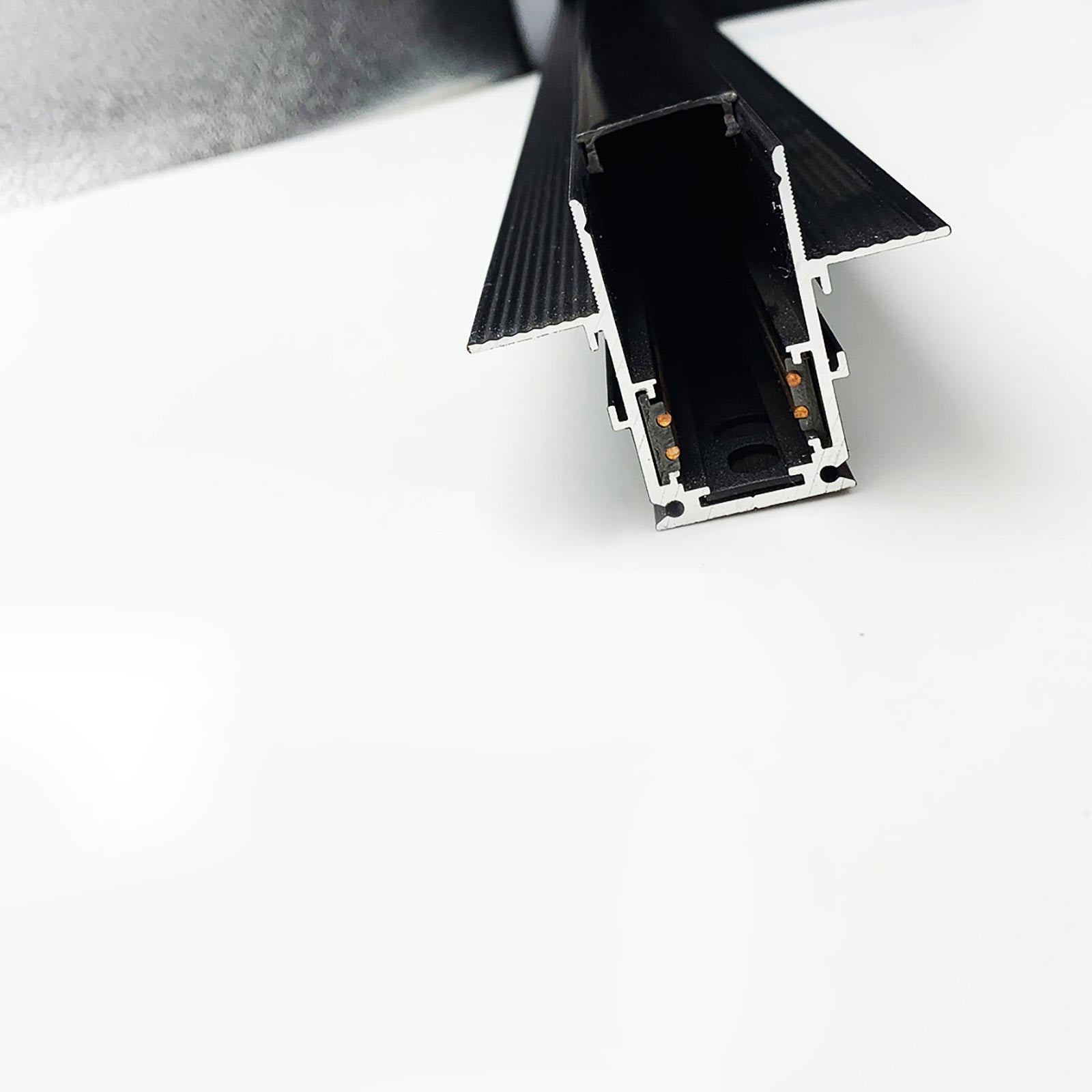 Binario elettrificato da incasso sistema magnetico colore nero lunghezza 1mt alimentazione 48V supporto per faretti LED track