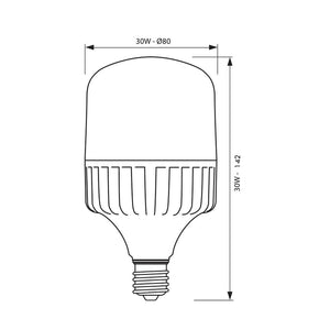 Lampada TURBO LED E27 30W alta resa 141W 2300 lumen illuminazione per grandi ambienti luce negozio centro commerciale 6400K