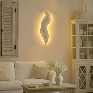 Applique decorativo in resina forma di piuma LED 12W CCT da 3000K a 6500K lampada di design parete luce camera da letto soggiorno