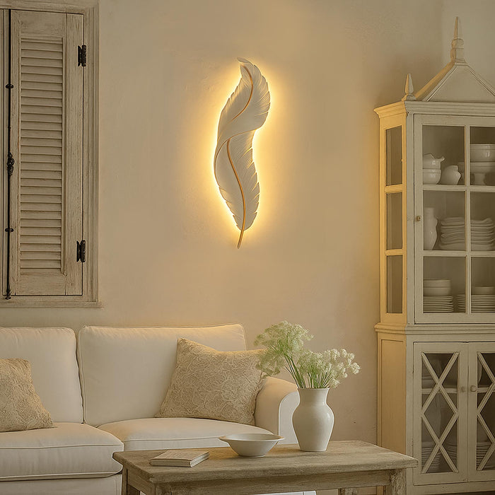 Applique decorativo in resina forma di piuma LED 12W CCT da 3000K a 6500K lampada di design parete luce camera da letto soggiorno