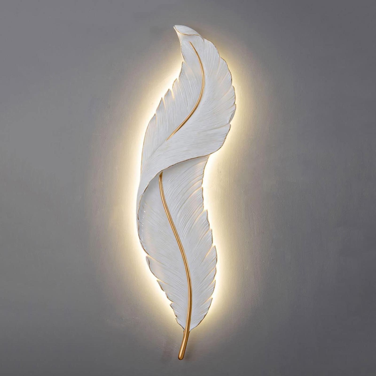 Applique decorativo in resina forma di piuma LED 12W CCT da 3000K a 6500K lampada di design parete luce camera da letto soggiorno