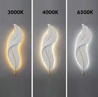 Applique decorativo in resina forma di piuma LED 12W CCT da 3000K a 6500K lampada di design parete luce camera da letto soggiorno