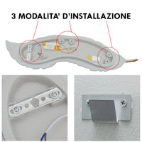 Applique decorativo in resina forma di piuma LED 12W CCT da 3000K a 6500K lampada di design parete luce camera da letto soggiorno