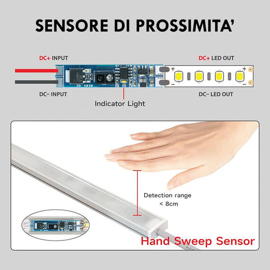 Mini interruttore automatico sensore movimento mano accensione luci profili striscia LED alimentazione 5V 12V 24V 8Ah