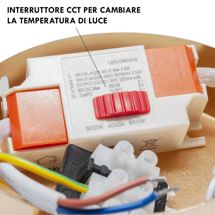 Applique decorativo da parete LED 6W con interruttore CCT lampada moderna dorata luce soggiorno ufficio camera da letto