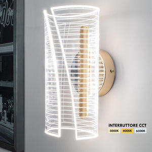 Applique decorativo da parete LED 6W con interruttore CCT lampada moderna dorata luce soggiorno ufficio camera da letto