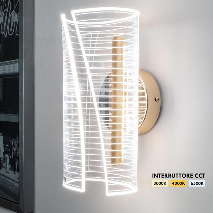 Applique decorativo da parete LED 6W con interruttore CCT lampada moderna dorata luce soggiorno ufficio camera da letto