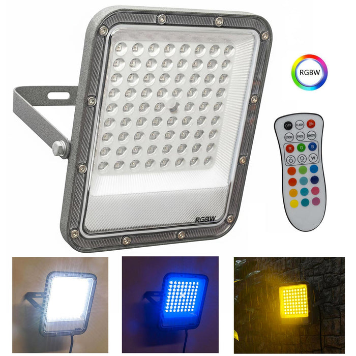 Faro LED RGB 25W Luce Atmosfera Faretto Proiettore Esterno Slim IP65 Telecomando