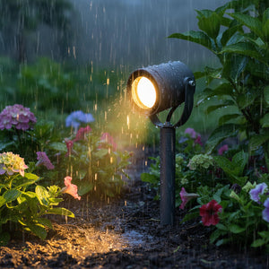 Faretto Da Giardino Led GU10 Con Picchetto Cilindro Grigio Segnapassi orientabile luce alberi siepi giardino