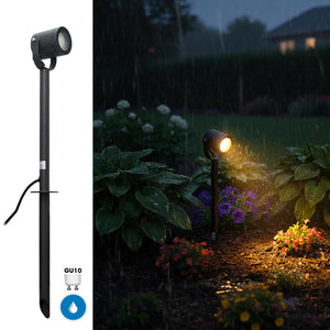 Faretto Da Giardino Led GU10 Con Picchetto Cilindro Grigio Segnapassi orientabile luce alberi siepi giardino