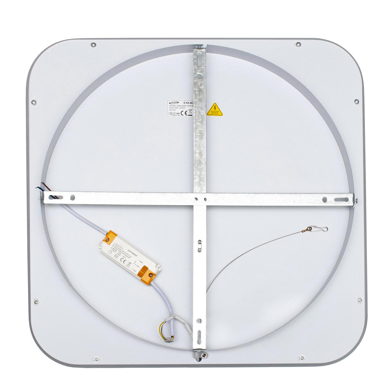 Plafoniera moderna quadrata LED 50W interruttore CCT luce indiretta soffitto bagno cucina ufficio 4000lm 50cm