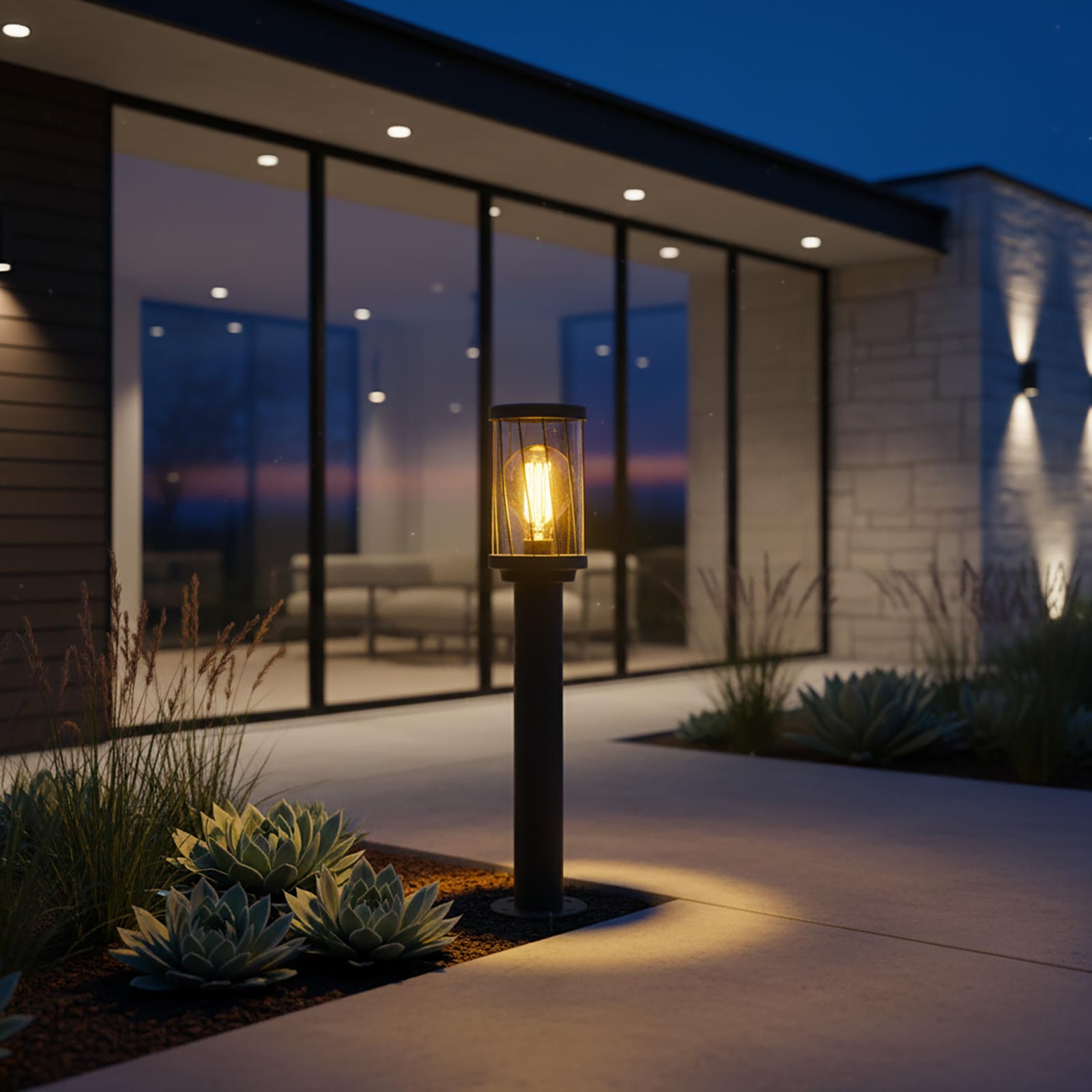 Lampione da giardino marrone LED E27 H50cm in alluminio impermeabile IP54 diffusore trasparente moderno per vialetti e cortile esterno