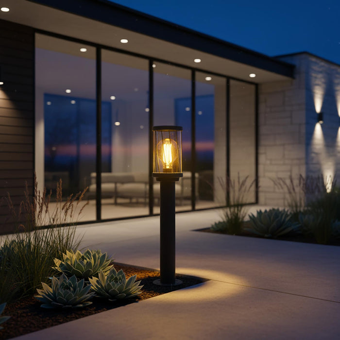 Lampione da giardino marrone LED E27 H50cm in alluminio impermeabile IP54 diffusore trasparente moderno per vialetti e cortile esterno