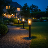 Lampione da giardino marrone LED E27 H50cm in alluminio impermeabile IP54 diffusore trasparente moderno per vialetti e cortile esterno