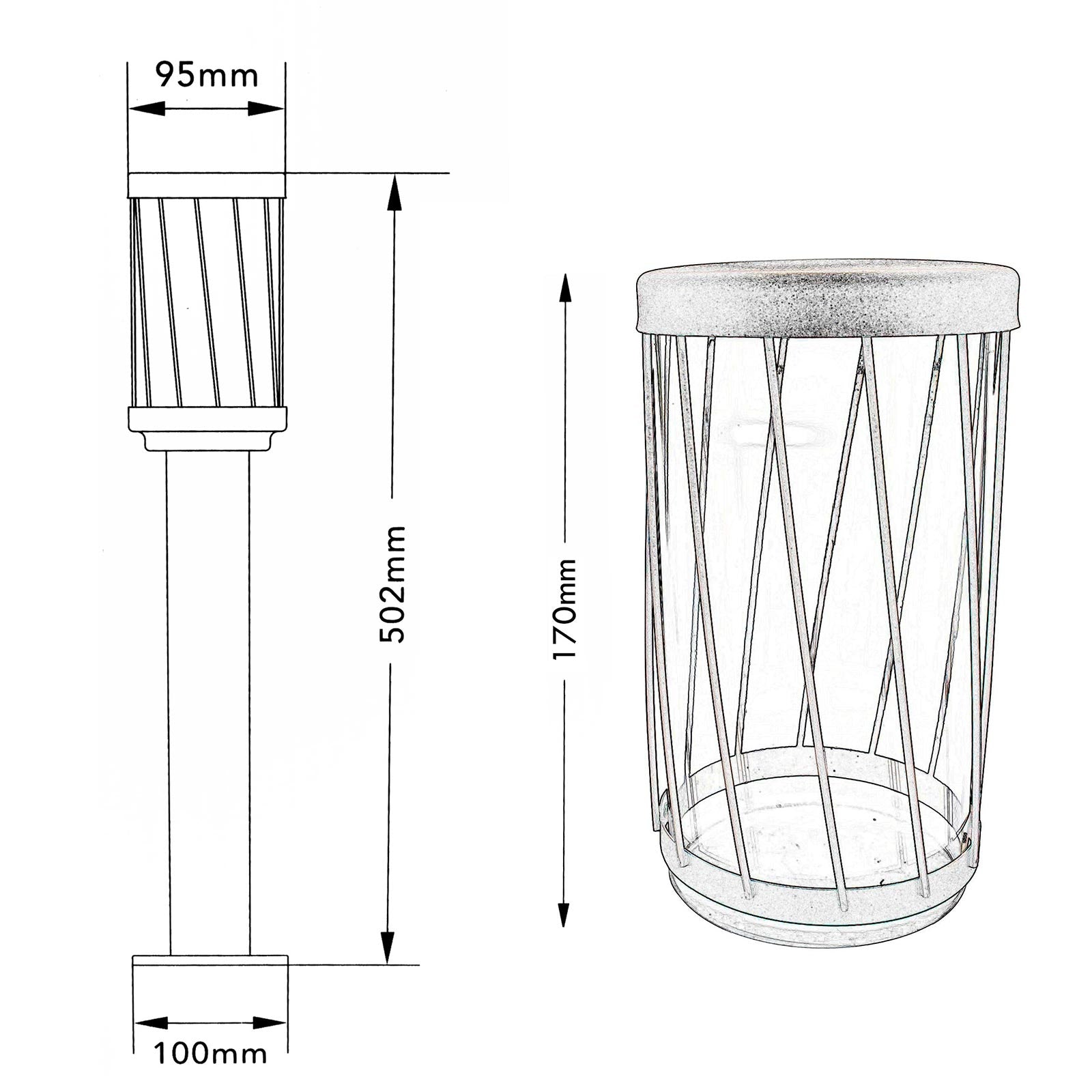 Lampione da giardino marrone LED E27 H50cm in alluminio impermeabile IP54 diffusore trasparente moderno per vialetti e cortile esterno